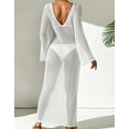 thumbnail image 4 of Women Bathing Suit Cover Up Swimsuit Cover up Elegant Backless Beach Dress with Keyhole Front Bikini Long Flare Sleeve Summer Beach Dress Crochet Hollow Out Coverup White Alsol Lamesa, 4 of 6
