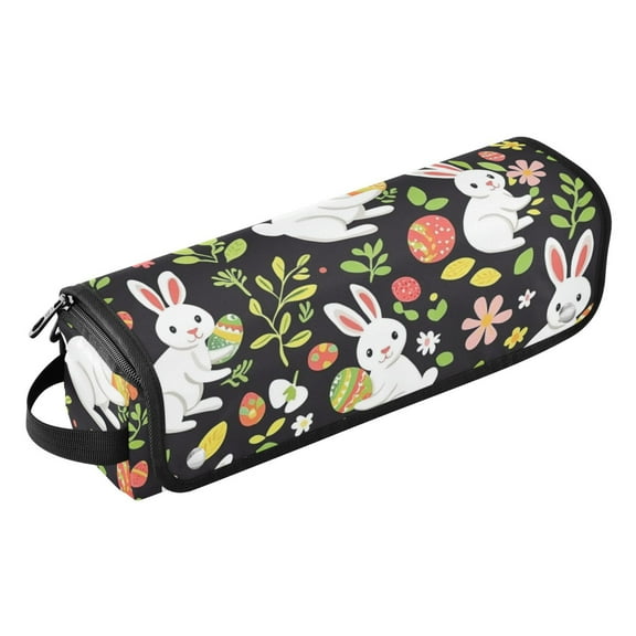 Hair Tool Travel Bag with Heat Resistant Mat for Flat Iron, Straighteners, Curling Iron, Makeup, Toiletries & Haircare Accessories, Portable Hot Tools Organizer with Hangdbag. Easter Pattern