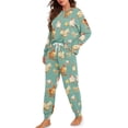 thumbnail image 2 of SCRAWLGOD Rooster Chicken Egg Cyan 2Pcs Pajama Sets for Women Comfy Long Sleeve Pjs Set with Pocket & Drawstring casual Long-Sleeve Top and Full-Length Bottom with Elastic Band, L, 2 of 7