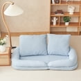 thumbnail image 4 of 42.5'' Foldable Human Dog Bed with Adjustable Backrest, Multifunctional Upholstered Sofa Bed with 2 Pillows, Pet Sleeping Bed for Bedroom, Living Room, Blue, 4 of 6