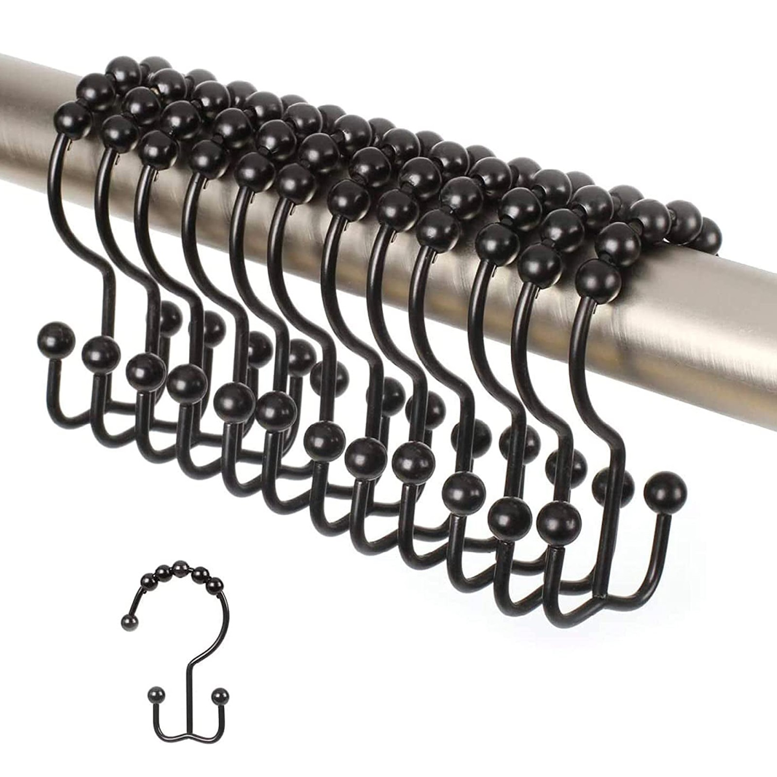 Royallove Double Hook Shower Curtain Hook Shower Curtain Ring Set