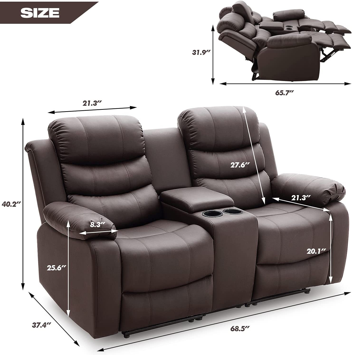 Mastro Leather Power Reclining Home Theater Seating Sofa Baci Living Room