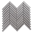 thumbnail image 2 of Sample - Taupe Gray Cold Spray Crystal Glass Herringbone Mosaic Tile Kitchen Backsplash, 2 of 6
