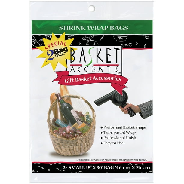 Basket Accents Shrink Wrap Bags Small 18"X30" 2/PkgClear
