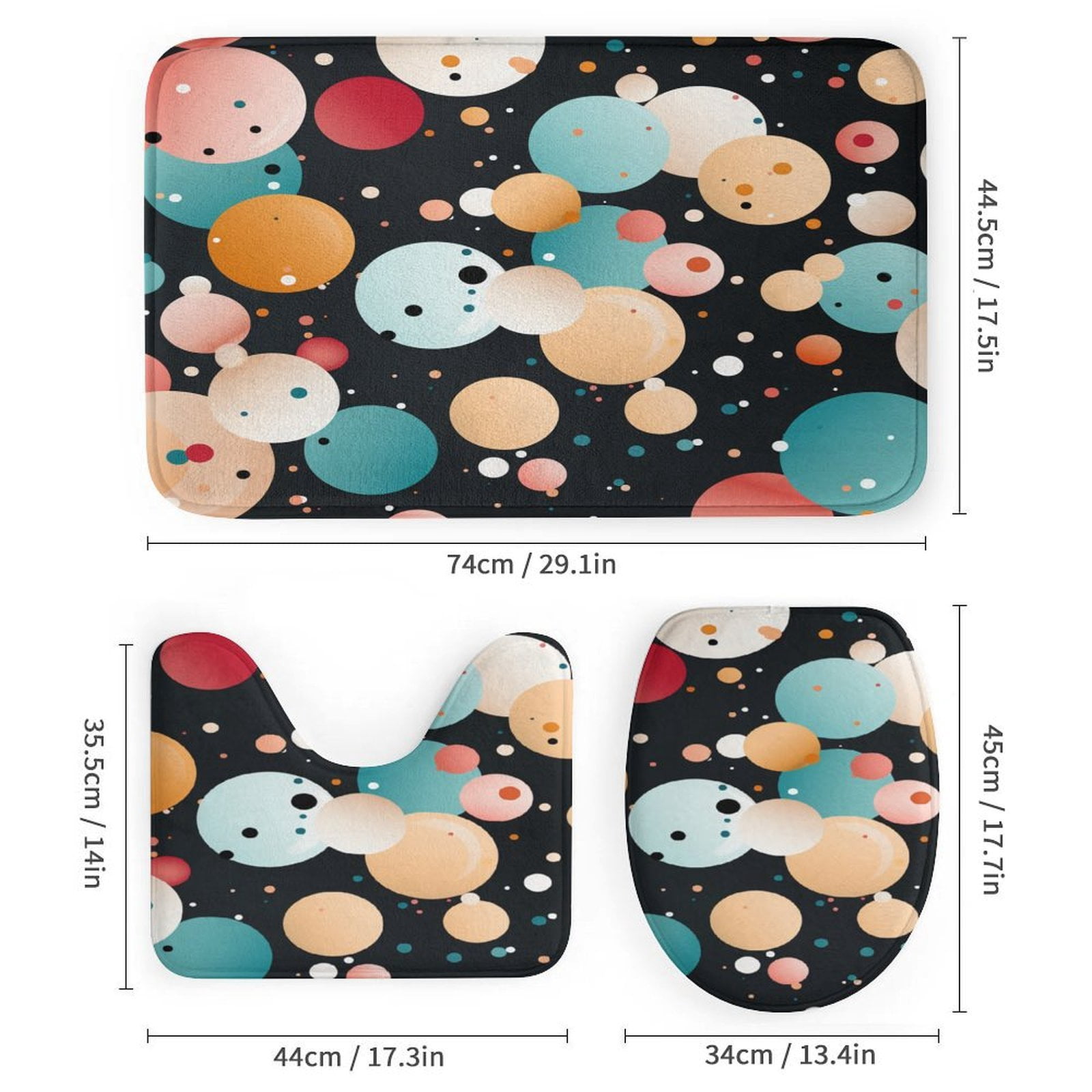 4 Piece Shower Curtain Sets with Non-Slip Rugs Toilet Lid Cover And Bath Mat Bathroom Decor Set Colorful Polka Dot Waterproof Personality Pattern Bath Curtain Spot Simple Structure Abstract