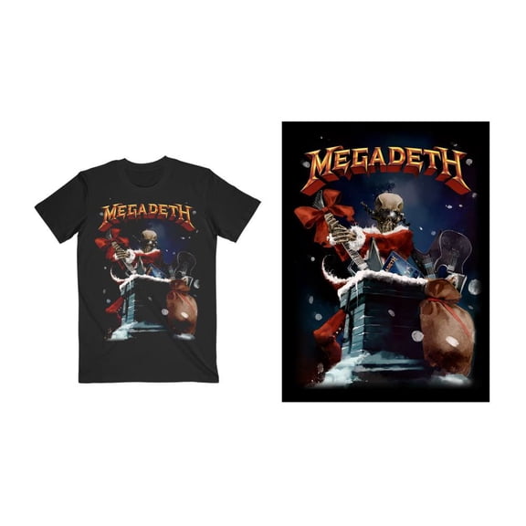 Men's Megadeth Santa Vic Chimney Slim Fit T-shirt Small Black