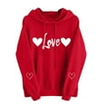 thumbnail image 4 of Xuyuer Women's Valentine's Day Printed Hooded Sweatshirt, Long Sleeve Pullover with Heart Graphic for Holiday Gifts, Couple Outfits and Cozy Casual Winter Wear, 4 of 9