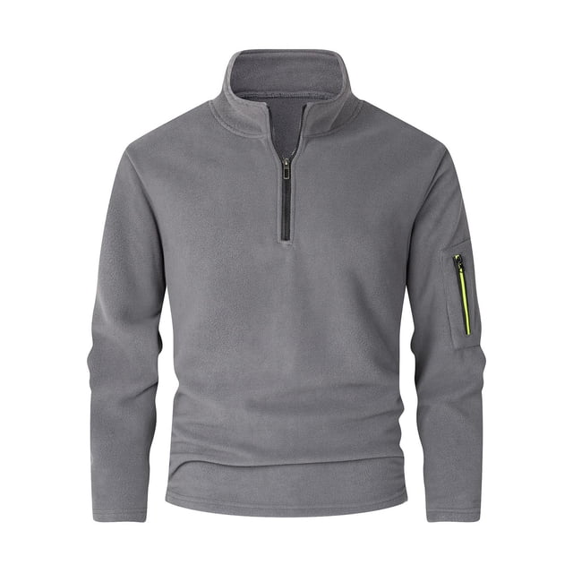 pstuiky Camisas casuales de manga larga para hombre, Top de manga larga con cuello alto, media cremallera y color liso para hombre, informal, cálido top de hombre l