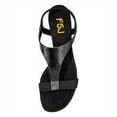 thumbnail image 3 of FSJ Women Open Toe Low Wedge Heels T-Strap Padded Sole Ankle Strap Sandals Casual Dress Summer Beach Shoes Size 7 Black Pattern, 3 of 5