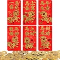 thumbnail image 1 of Ensemble de 6 Enveloppes Rouges du Nouvel An Chinois - Cadeaux d'Enveloppes Rouges de l'Année du Cheval 2026, Décorations du Nouvel An Lunaire, pour Attirer la Richesse et la Bonne fortune pendant le Festival du Printemps, Sacs d'Argent I Ching., 1 of 5
