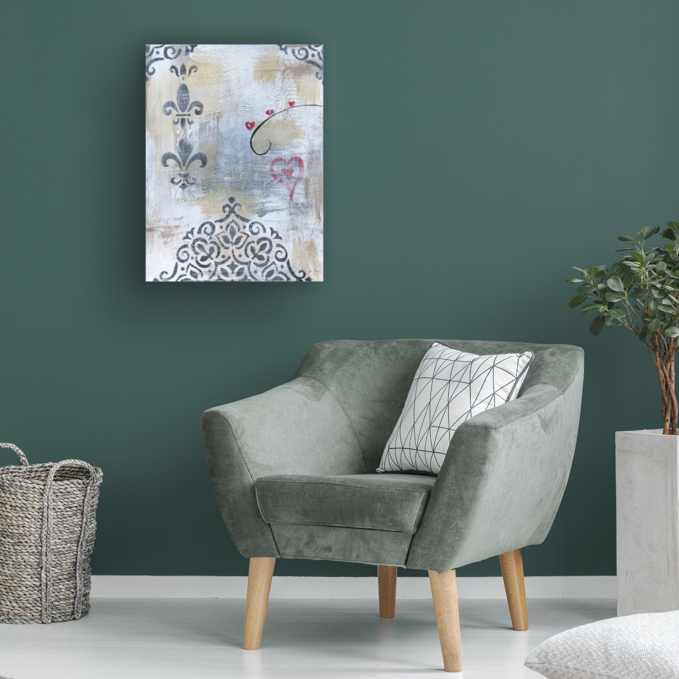 Canvas Wall Art - Jean Plout 'Gold And Grey Sentiment A1' Wall Art for Living Room, Bedroom, or Office Décor by Trademark Fine Art - 18 x 24 Inches