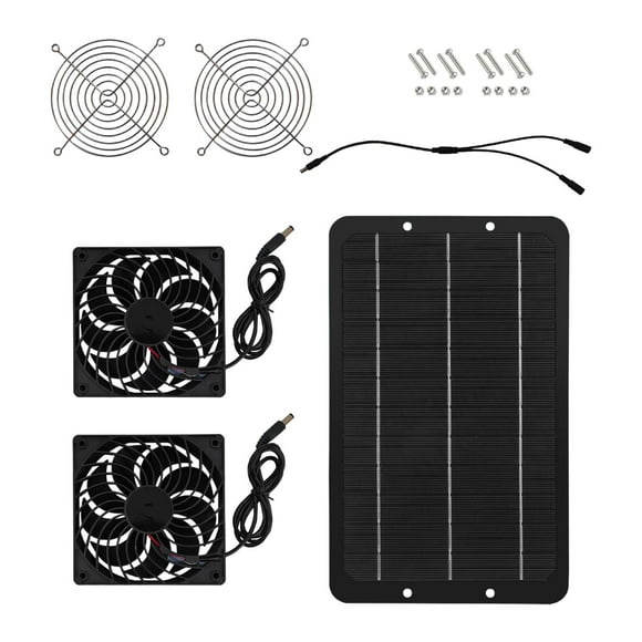 Ventilador De Panel Con Energía Solar, Ventiladores Duales Para Casas De Perros, Cobertizos Para Automóviles RV