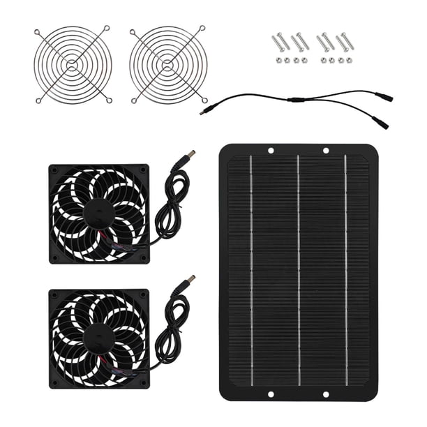 Ventilador De Panel Con Energía Solar, Ventiladores Duales Para Casas De Perros, Cobertizos Para Automóviles RV