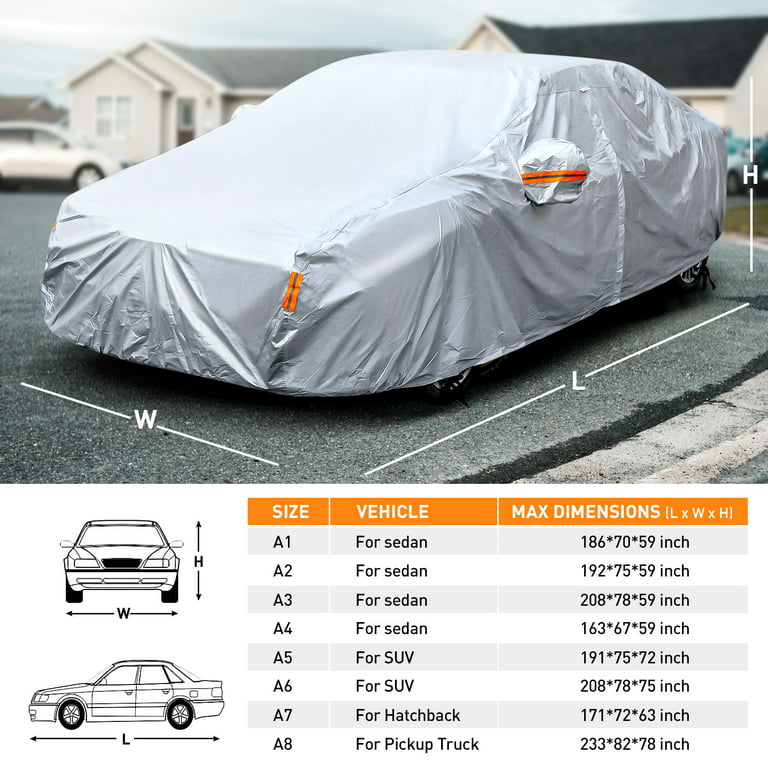 208 Full Car Cover Waterproof UV Snow Dust Proof 6-Layer + Zipper For Audi  A8 L