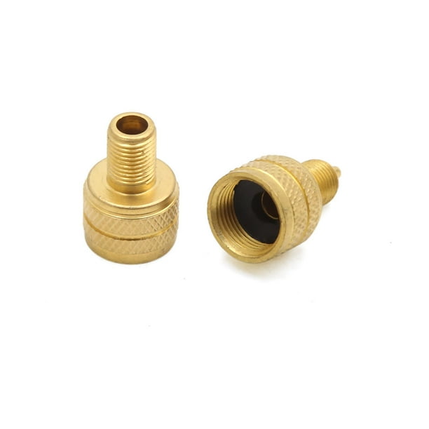 2Pcs Brass Tone Round Tyre Tire Inflator Valve Connector Adapter for