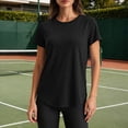 thumbnail image 6 of Inverlee Womens Open Back Athletic T-Shirts Short Sleeve Crewneck Workout Tops Breathable Moisture-Wicking Fabric Tees Gym Running Yoga Activewear Black L, 6 of 9