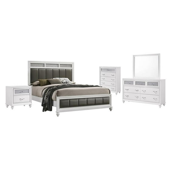 Barzini 5-piece California King Panel Bedroom Set White