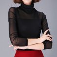 thumbnail image 5 of Camisetas sexys de manga larga para mujer, primavera otoño 2023, camisetas de malla fina, camisetas elegantes con parte inferior, camisetas ajustadas de color sólido para mujer, 5 of 5