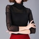 thumbnail image 5 of Camisetas sexys de manga larga para mujer, primavera otoño 2023, camisetas de malla fina, camisetas elegantes con parte inferior, camisetas ajustadas de color sólido para mujer, 5 of 5