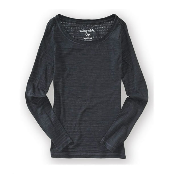 Aeropostale Womens Neon Ls Basic Camiseta, Gris, X-Large Aeropostale Camiseta básica
