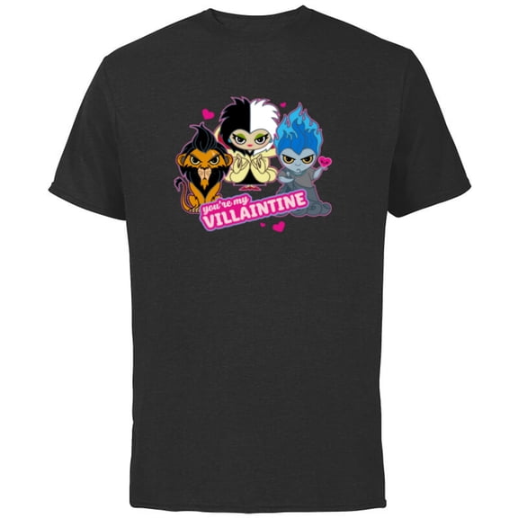 Disney Villains Scar Cruella and Hades You’re My Villaintine - Short Sleeve Cotton T-Shirt for Adults - Customized-Black