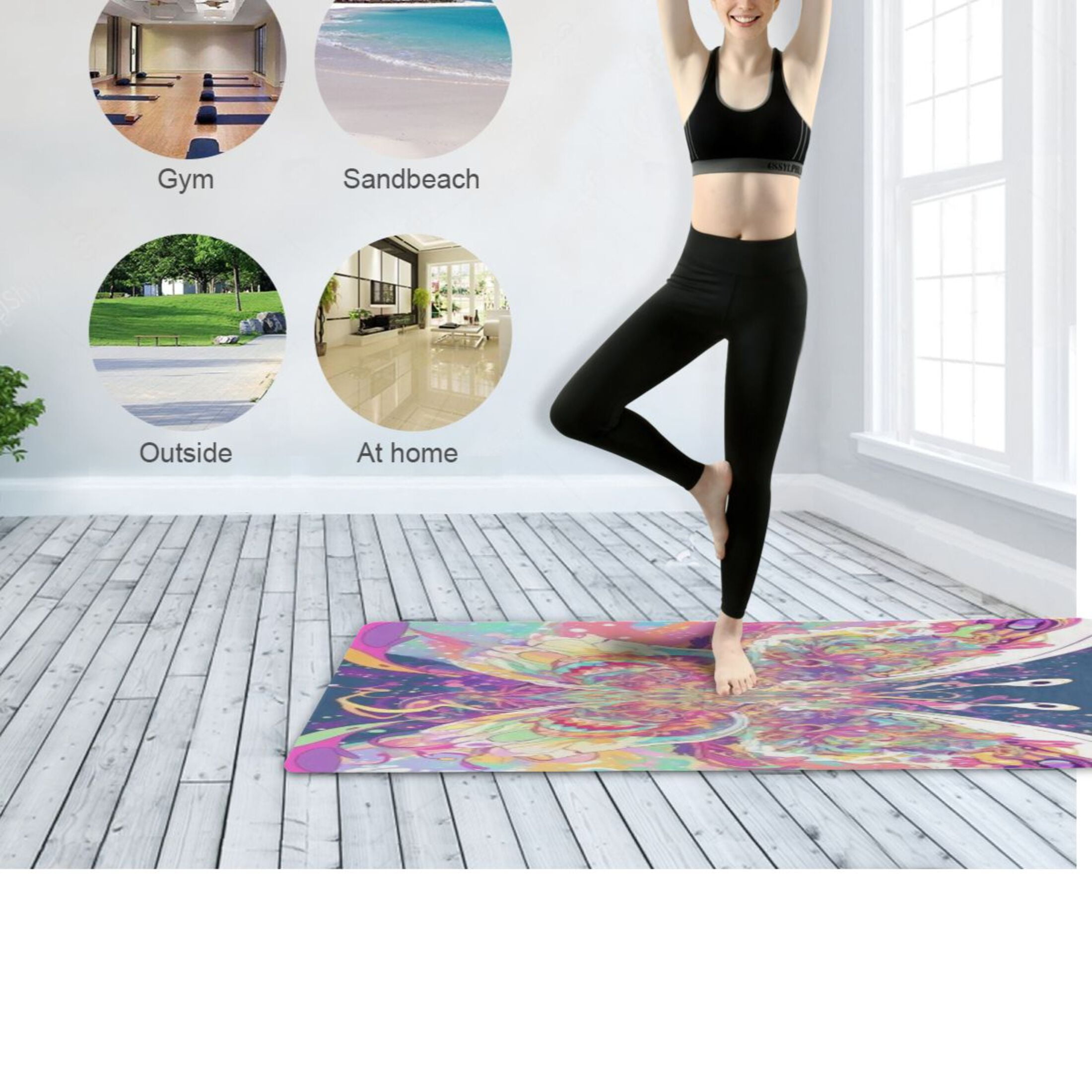 BZSMCE Yoga Mat Women Fitness Mat Iridescent Butterfly Pattern