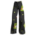 thumbnail image 4 of Black Casual Pants Women Wide Leg Pants Woman High Waist Floral Patterned Pants Lightweight Loose Fit Casual Colorful Trouser Imitation Jeans, 4 of 4