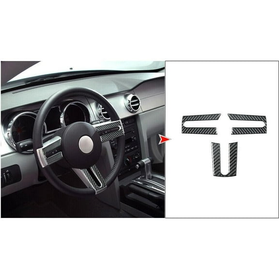 Cover Trim Steering Wheel Cover Sticker Trim Truck Waterproof Accessories Carbon Fiber For Ford Mustang 2005-2009 Fangkenuo