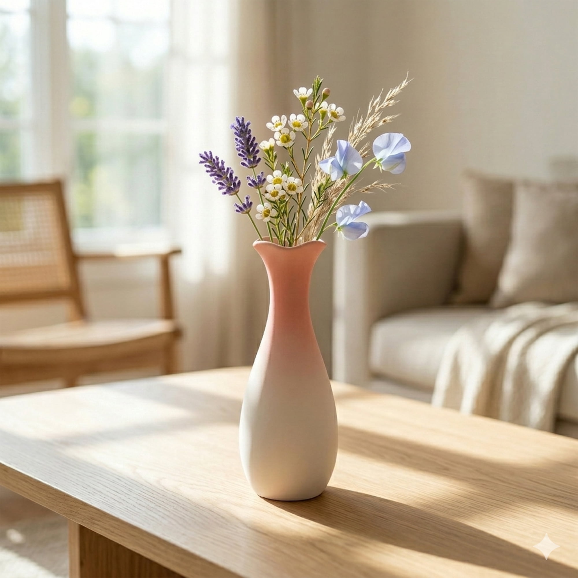Unique Bargains Modern Tall Ceramic Vase for Decorative Pink 2.2"L x 2.2"W x 9.6"H