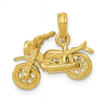 Finest Gold 14K Yellow Gold 3-D Moveable Motorcycle Pendant