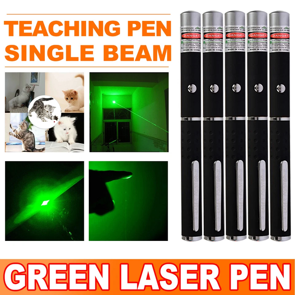 CRESTIN- 5Pcs 9900 Miles Mini Small Aaa Green Laser Pointer Pen Visible Beam Lazer 532Nm