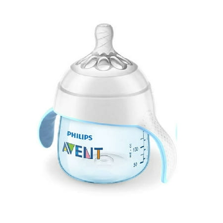 Philips Avent BPA Free My Natural Trainer Transition Cup with Nipple and Soft Spout Cup, 4m+ 5 Oz, Blue SCF262/04