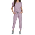thumbnail image 2 of Medgear Fleur Women's Stretch Scrub Set with Zip Pocket Top and Jogger Pants, Lavender, X-Large, 2 of 3