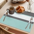 thumbnail image 3 of Turquoise Morocco Placemats Set of 4, Geometric Grey Stripes Modern Washable Wipeable Table Mats for Dining Tables, Indoor Outdoor Kitchen Place Mats for Holiday Party Table Decor, 3 of 9