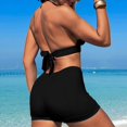 thumbnail image 7 of UTSJKR Womens Two Piece Bikini Sets Halter Bikini Top Tie Back Padded Bathing Suit Push Up Swimsuit Top with High Waisted Bathing Suit Bottoms Black 4-6, 7 of 7