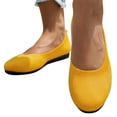 thumbnail image 2 of hopeusnice Women's Knit Slip On Flats Comfortable Breathable Ballerina Shoes Lightweight Soft Toe Oversized Walking Flat Shoes Yellow 39, 2 of 9