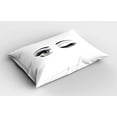 thumbnail image 2 of Ambesonne Eyelash Pillow Sham 2 Pack, Flirting Winking Woman, 36"x20", Lilac Grey Black, 2 of 3