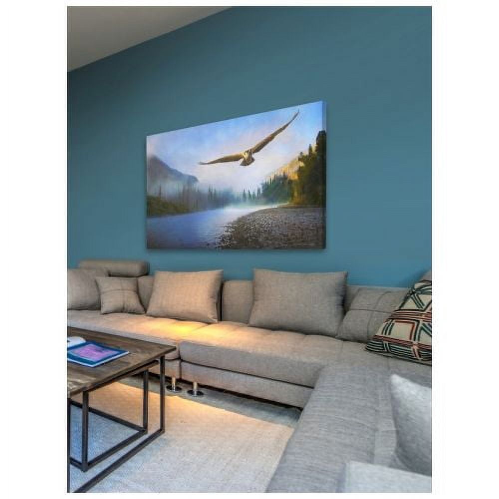 "Foggy River Osprey" Painting Print on Wrapped Canvas