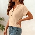 thumbnail image 5 of Women's Tops Solid Color V-Neck Short Sleeve T-Shirt Summer Spring Beach Vacation Shirts for Women, 5 of 9