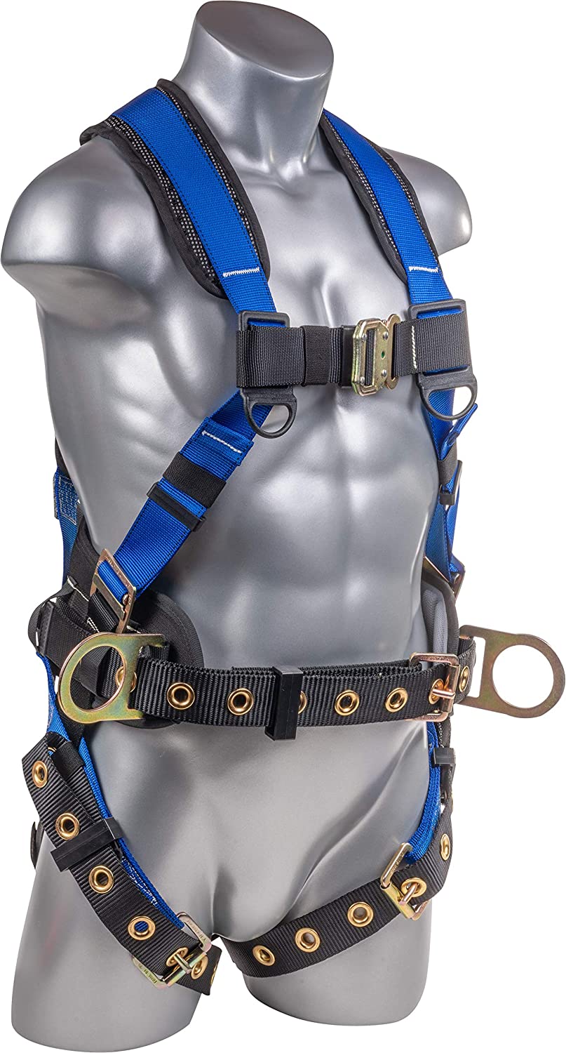 ATERET Fall Protection Full Body point Harness, Padded Back Support,  Quick-Connect Buckle, Grommet Legs, Back＆Side D-Rings, OSHA ANSI In 並行輸入品 