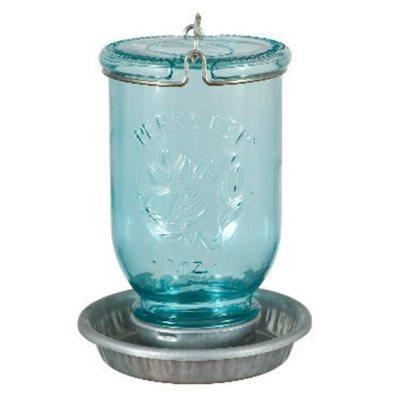 Antique Wide Blue Glass Waterer