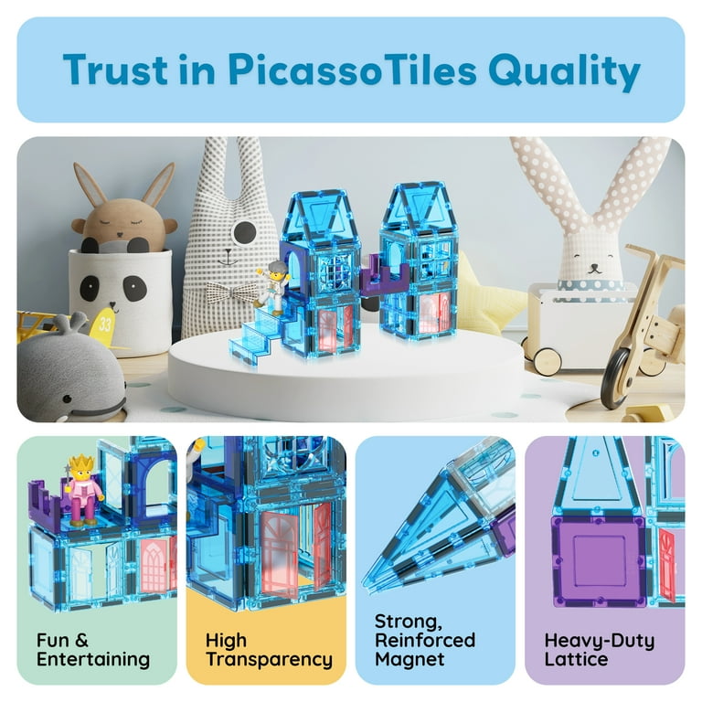 PICASSO TILES 72pc Magnetic Tiles, Ice Castle Theme, STEM