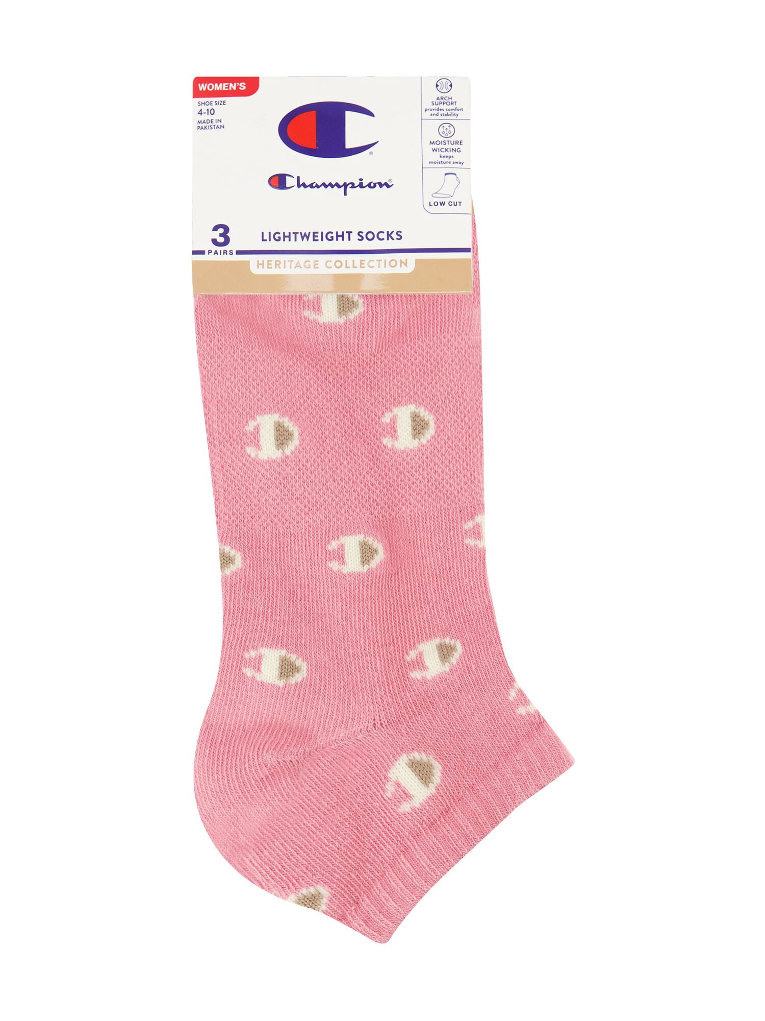 Champion Women’s Heritage Collection Lightweight Low Cut Socks, 3 Pack, Sizes 4-10