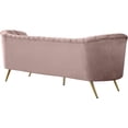 thumbnail image 3 of Pemberly Row Contemporary Pink Velvet Sofa with Sturdy Stainless Steel Legs, 3 of 8