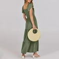 thumbnail image 4 of Womens Dresses,Women Summer Casual Flutter Short Sleeve V Neck Smocked Elastic Waist Tiered A Line Maxi Dress,Plus Size Dresses for Curvy Women,Summer Dresses(Size:2XL), 4 of 8