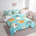 thumbnail image 2 of Manfei Cute Cat Animal Twin Bedding, Cartoon Love Heart Bedding Comforter Set, Light Blue, Polkadot Reversible, 7-Piece, 2 of 6