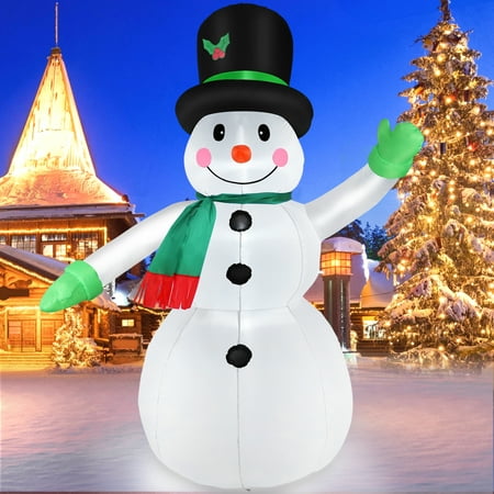 7 Ft Christmas Inflatables Snowman Wear Hat Outdoor Yard Decorations, Christmas Blow Up Giant Snow Man With Led Lights For Festive Holiday Garden Patio Lawn Hall Display Party Xmas Gifts