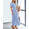 thumbnail image 4 of FreshPretty Womens Summer Casual Midi Maxi Dresses Lightweight Short Sleeve V Neck Elastic Waist Boho Beach Dress Pockets, 4 of 6