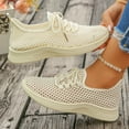 thumbnail image 5 of Sneakers for Women Lightweight Mesh Lace up Outdoor Running Shoes Casual Slip on Soft Sole Walking Shoes Breathable Athletic Shoes Beige Size 7, 5 of 8