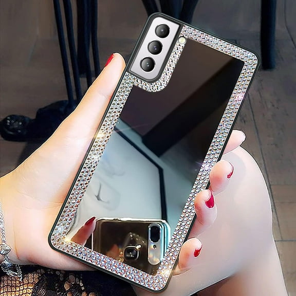 Samsung Galaxy S22 Case for Women with Diamond,Girly Bling Acrylic Mirror Phone Case That Can Be Used for Outdoor Makeup for Girl Who Love Beauty